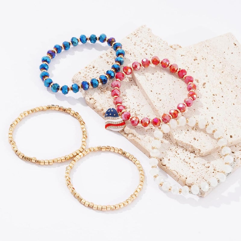 Aigrnc Boho Beaded Stretch Bracelets For Women Stackable Crystal Gold Plated Beaded Bracelets Set Trendy Handmade Friendship Braeclet Jewelry Gifts - Image 4